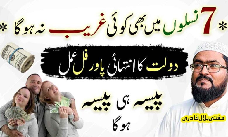 7nasloun tk dolat ki kami dour krny ka wazifa