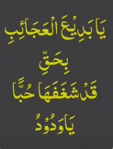 یابدیع العجائب بحق قدشغفھا حبا یاودود