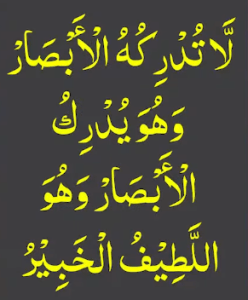 لاتدرکہ الابصار وھو یدرک الابصار وھو الطیف الخبیر