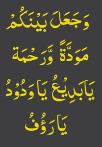 وجعل بینکم مودۃ ورحمۃ یابدیع یاودود یارؤف